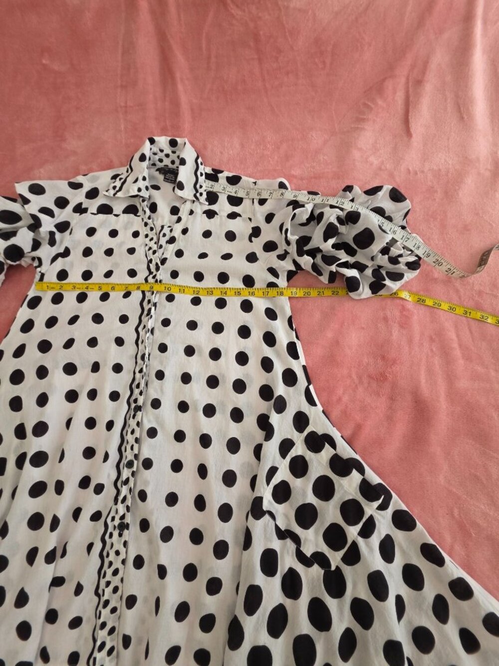 Polka Dot Ruffle Sleeve Cotton Tunic Dress By Step In Style S White/Black Lightw - Picture 16 of 16